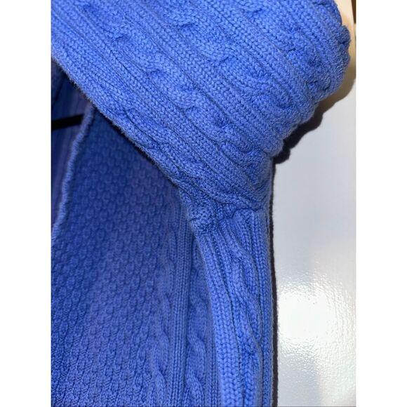 L.L. Bean XL Cable Knit Womens Cardigan Sweater Solid Blue Purple Gently Worn - Picture 5 of 11